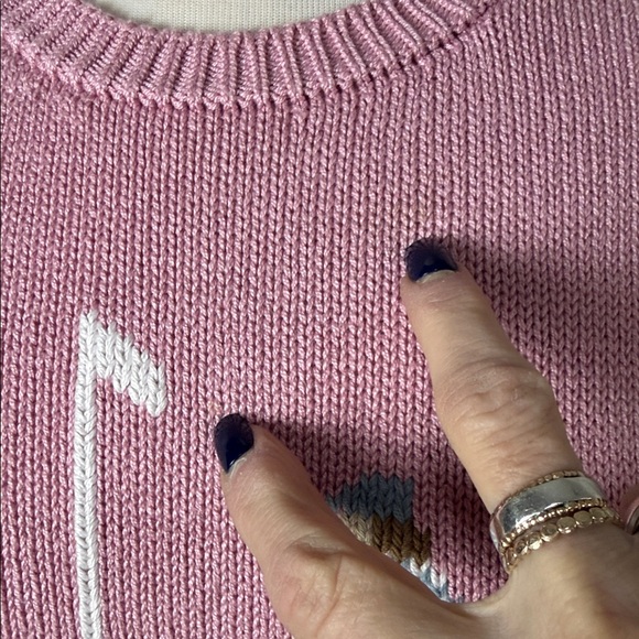 Vintage Handmade Golf Scene Crewneck Drop Sleeve Sweater in Mauve XS/S - Picture 10 of 10